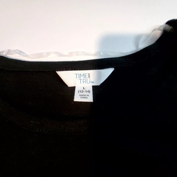 Time And Tru Size L Black Cotton Side Cinch T-Shirt Lightweight and breathable - Picture 9 of 11